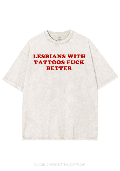 Lesbians With Tattoos Pride Y2K Shirts Washed Tee Cherrykitten