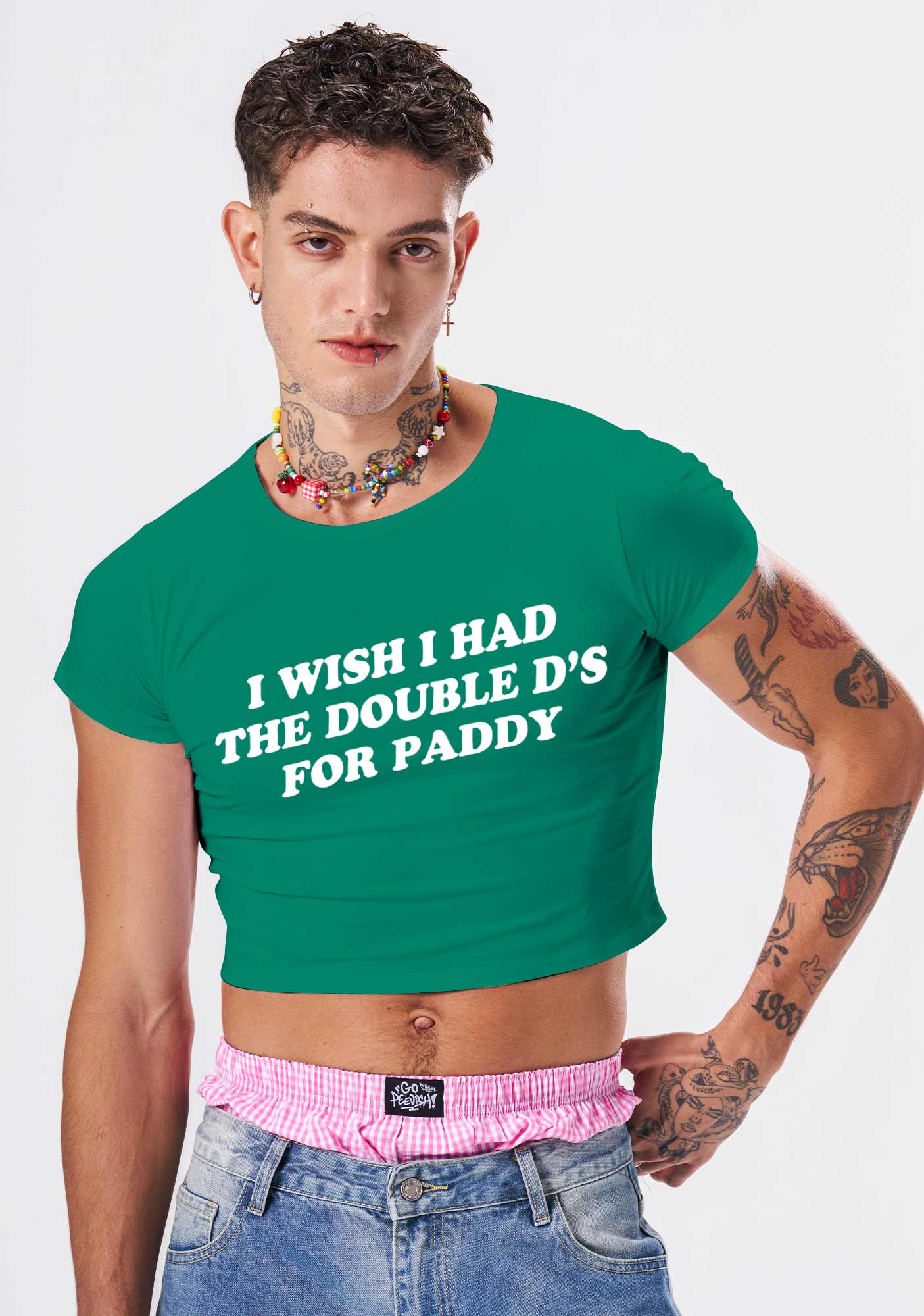 I Wish I Had Double Ds St Patricks Y2K Baby Tee Cherrykitten