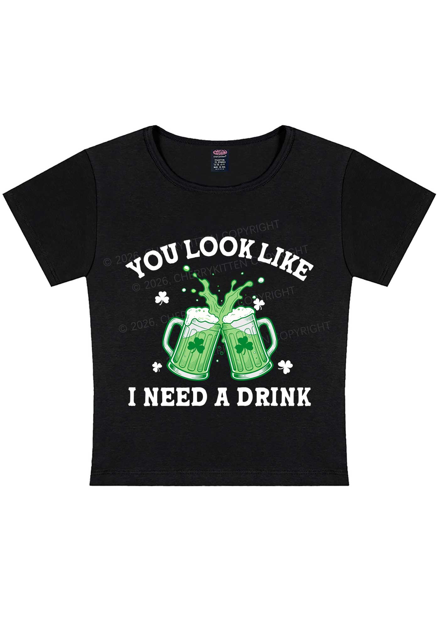 I Need A Drink St Patricks Y2K Baby Tee Cherrykitten