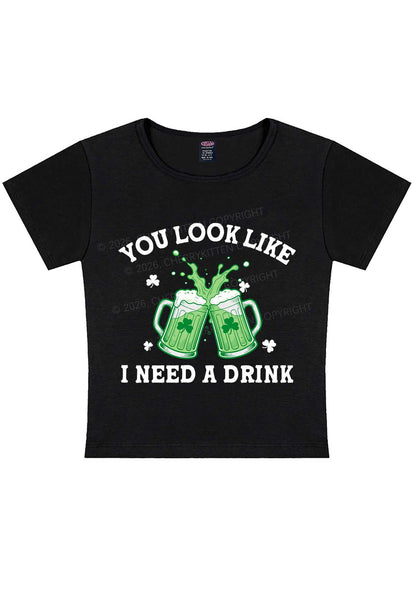 I Need A Drink St Patricks Y2K Baby Tee Cherrykitten
