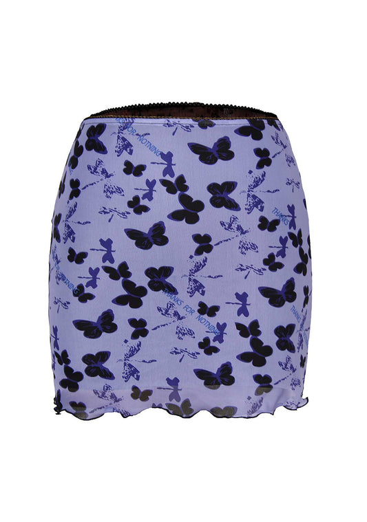 Purple Butterfly Print Hip Cover Skirt