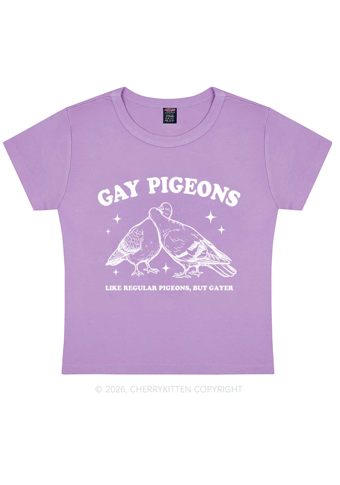 Gay Pigeons Kissing Pride Y2K Baby Tee Cherrykitten