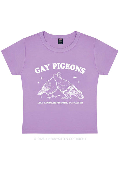 Gay Pigeons Kissing Pride Y2K Baby Tee Cherrykitten