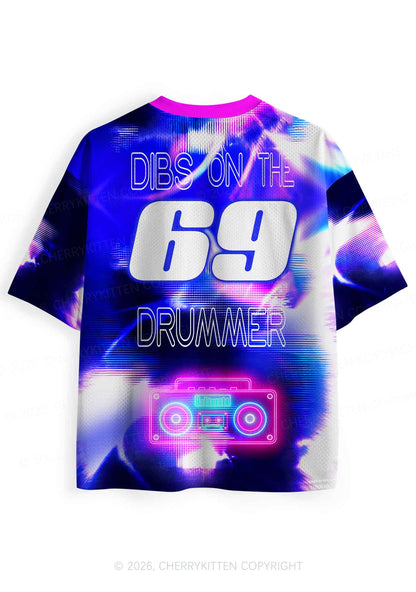 Blue Sound Wave Dibs On Drummer Y2K Sport Jersey Shirts Cherrykitten