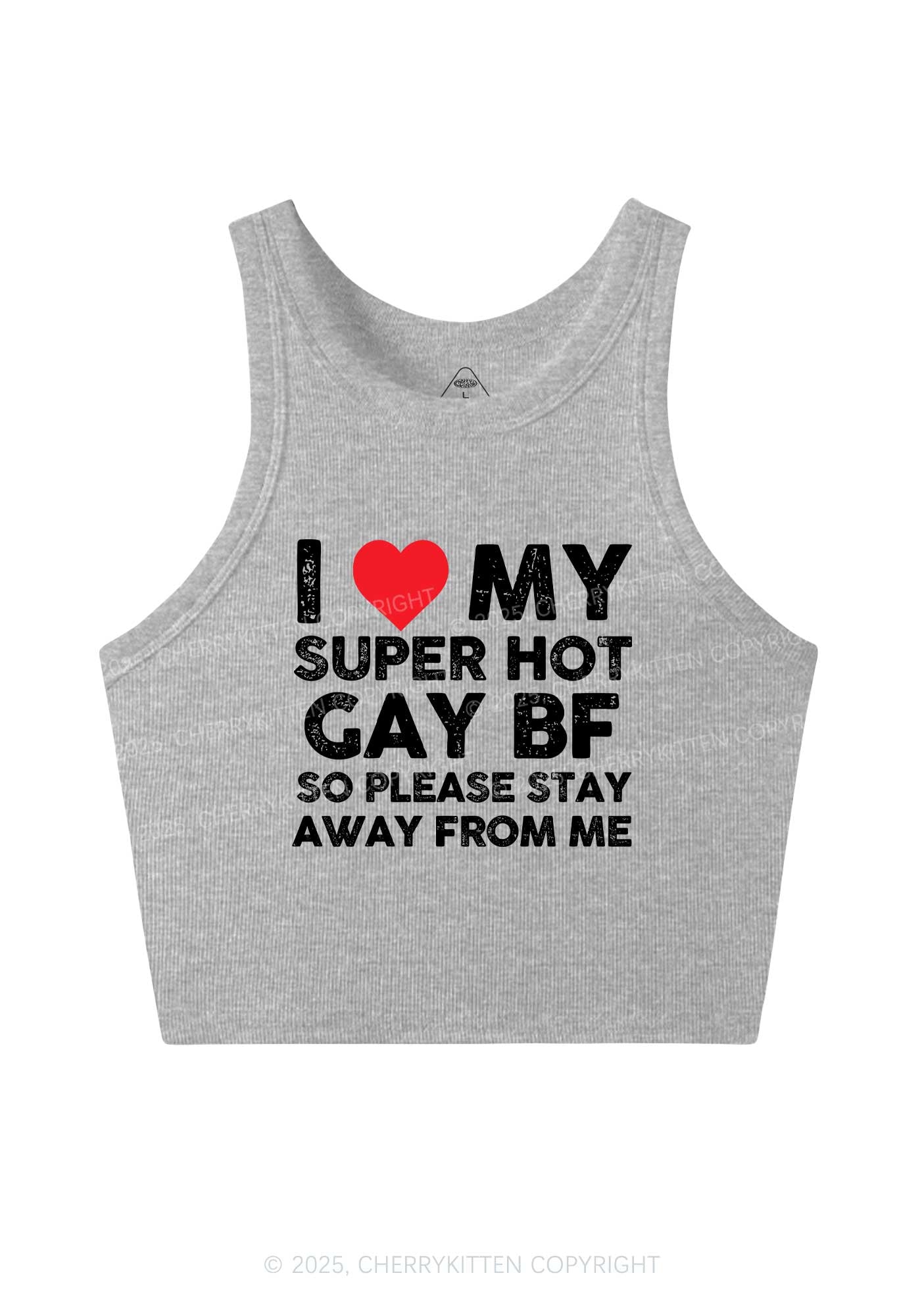 I Love My Hot BF Pride Y2K Crop Tank Top Cherrykitten
