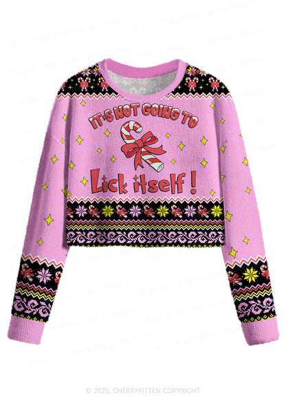 Lick Itself Y2K Christmas Crop Knit Sweatshirt Cherrykitten