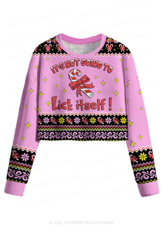 Lick Itself Y2K Christmas Crop Knit Sweatshirt Cherrykitten
