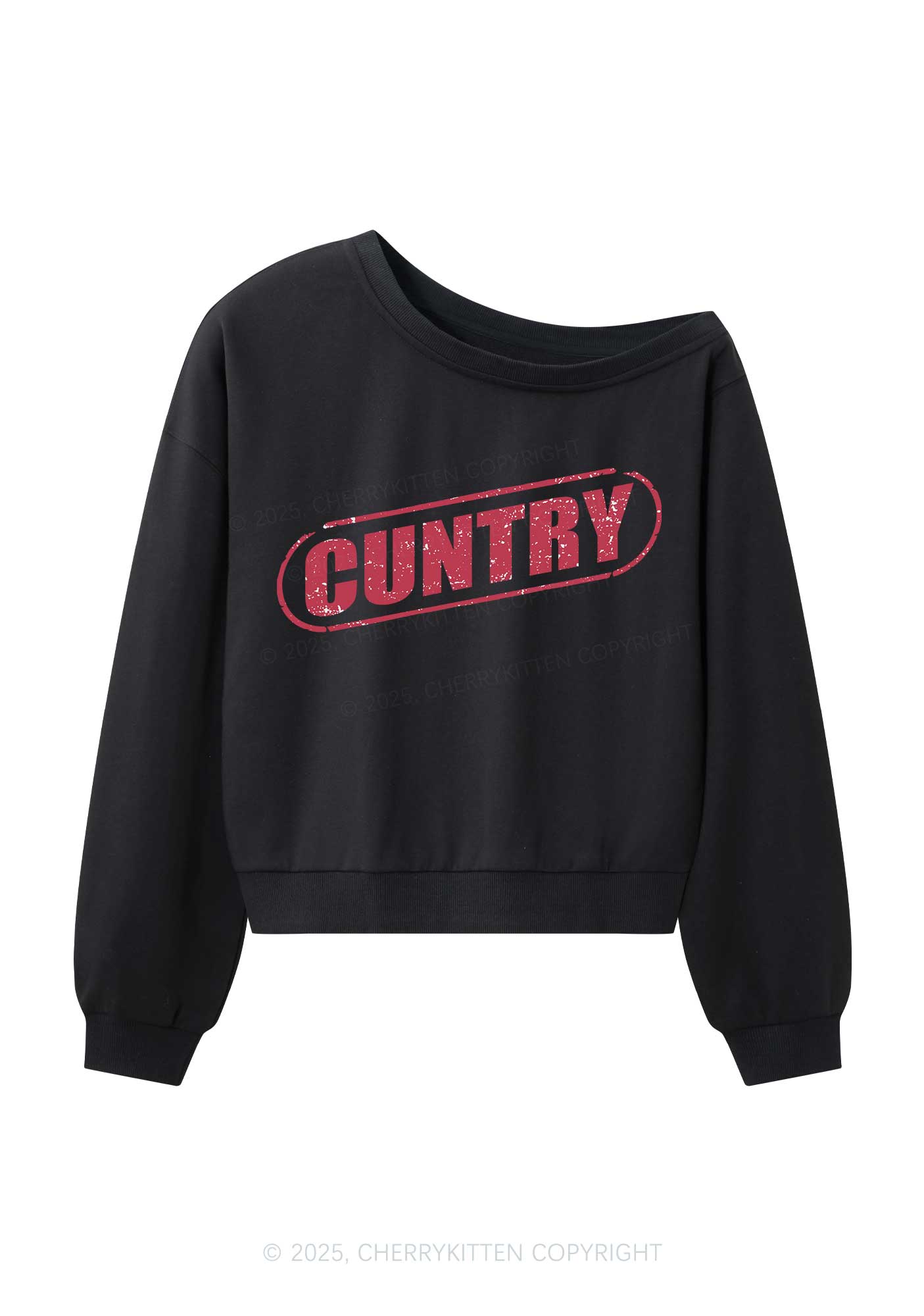 Cuntry Y2K Off Shoulder Sweatshirts Cherrykitten