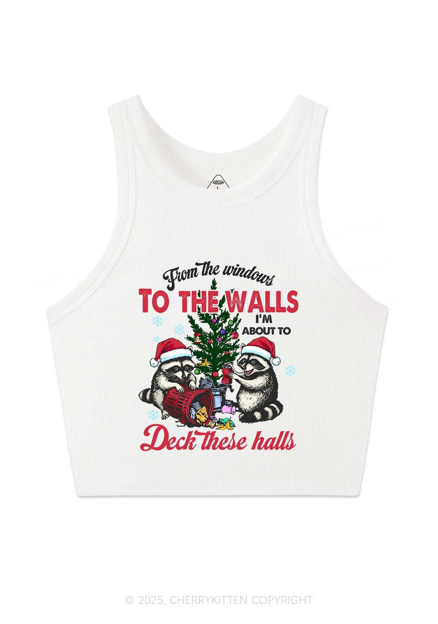 Christmas To The Walls Y2K Crop Tank Top Cherrykitten