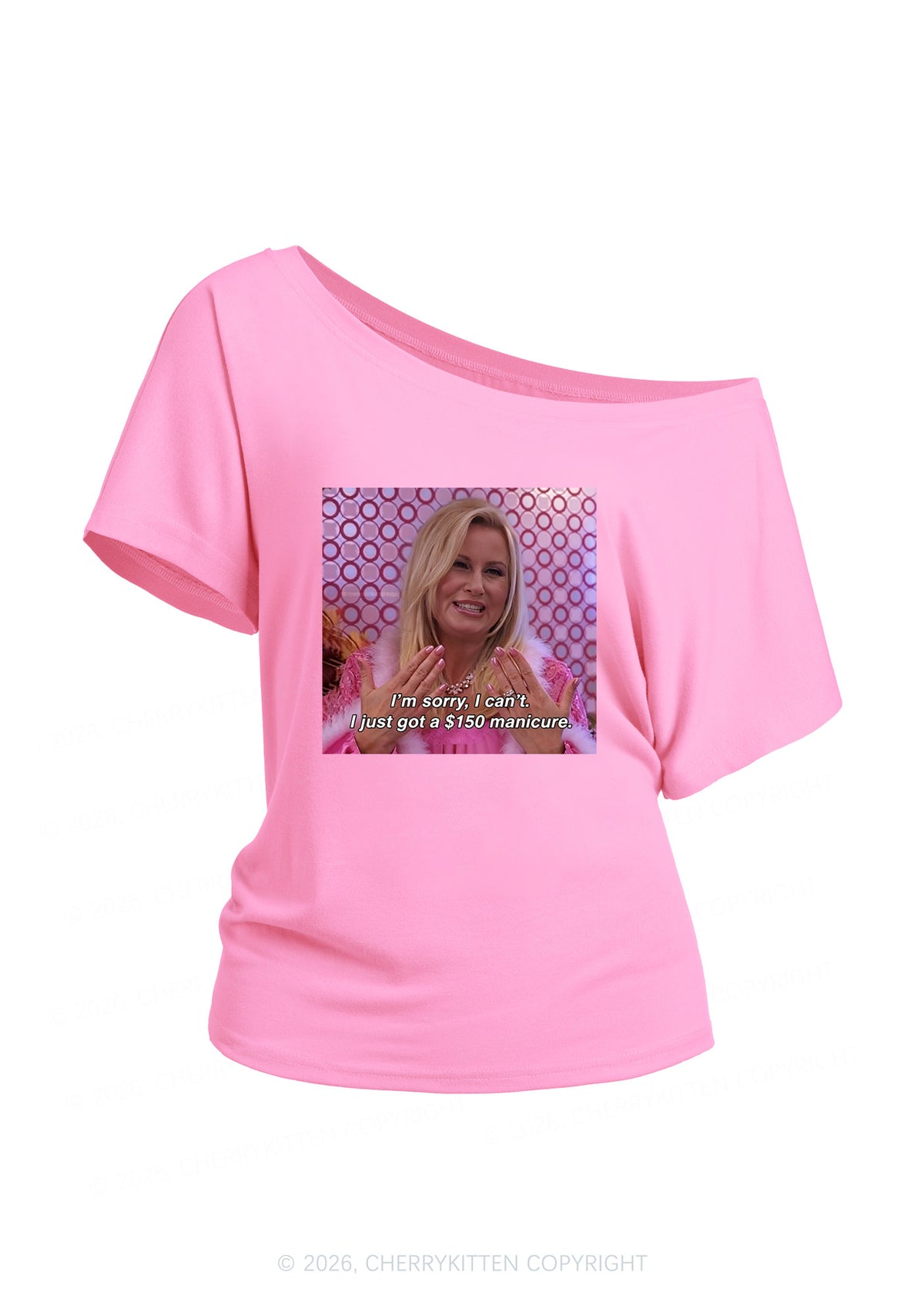 I Just Got Manicure Y2K Off Shoulder Tee Cherrykitten