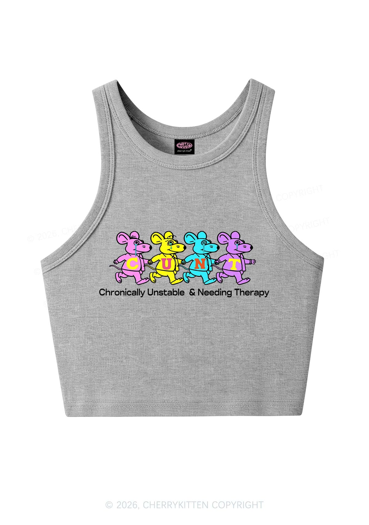 Chronically Unstable Needing Therapy Y2K Crop Tank Top Cherrykitten