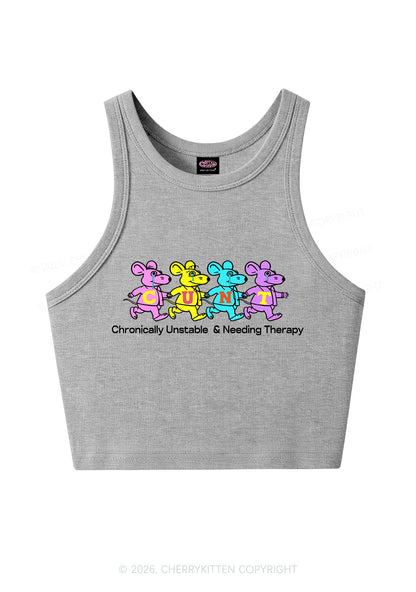 Chronically Unstable Needing Therapy Y2K Crop Tank Top Cherrykitten