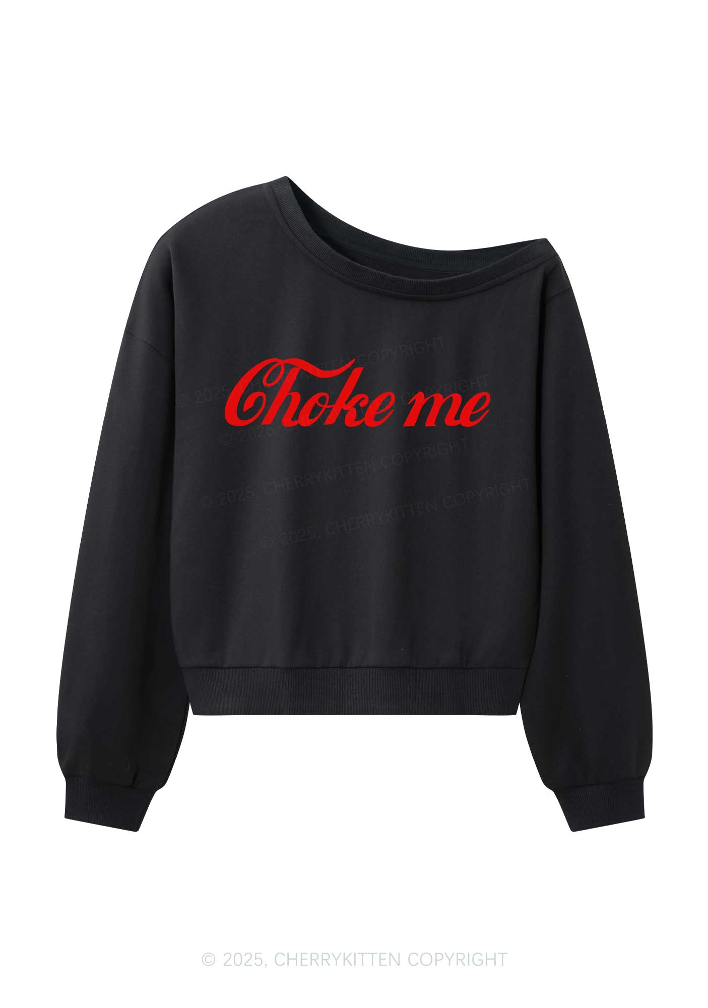 Choke Me Y2K Off Shoulder Sweatshirts Cherrykitten