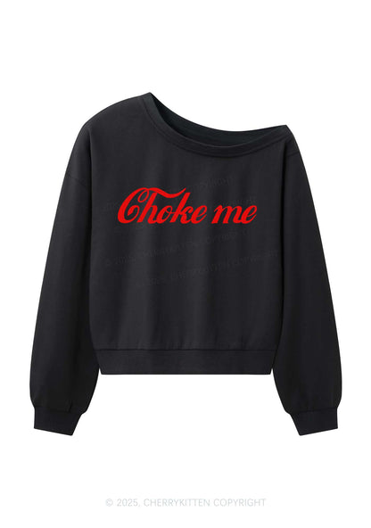 Choke Me Y2K Off Shoulder Sweatshirts Cherrykitten
