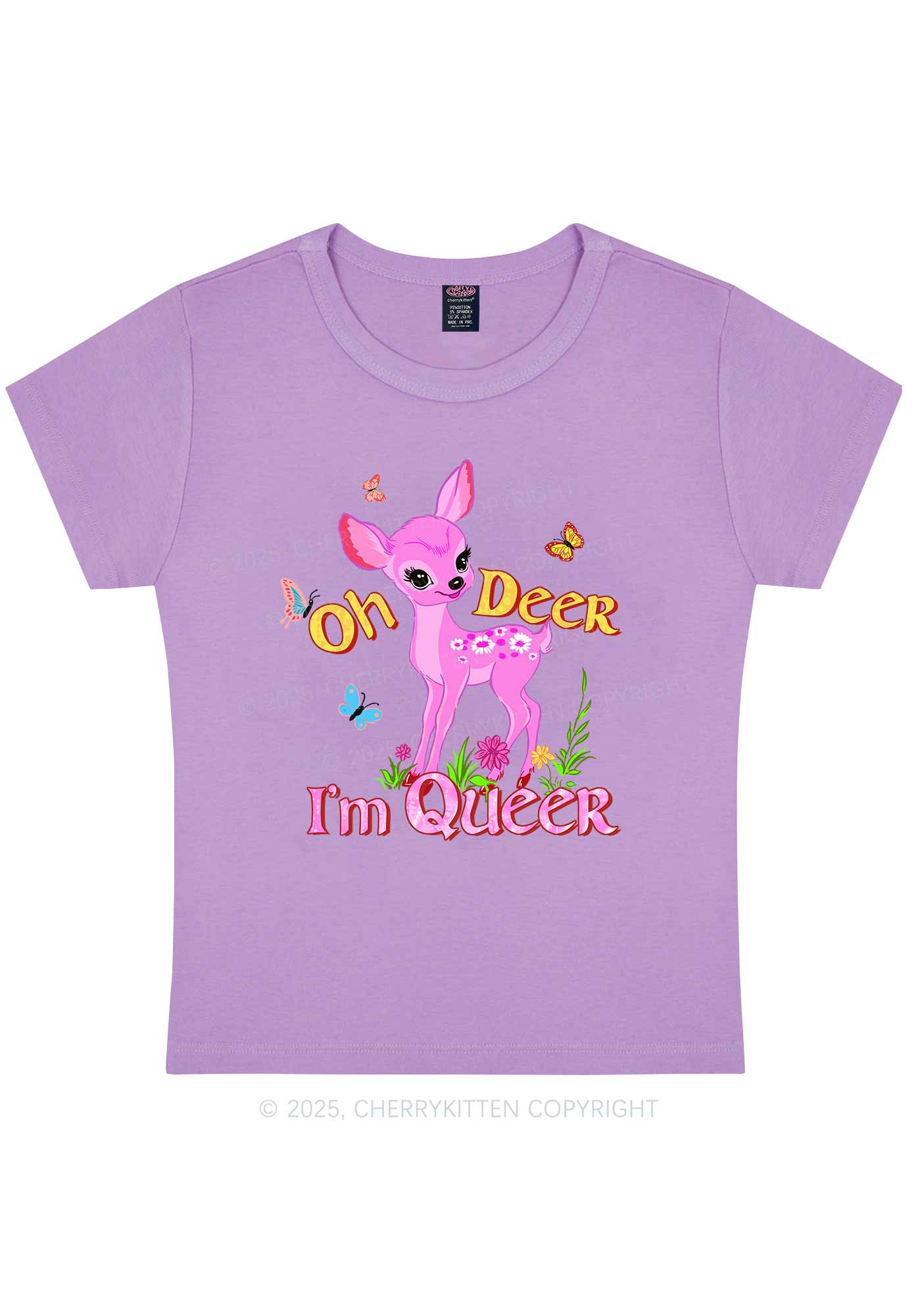 Oh Deer Im Queer Pride Y2K Baby Tee Cherrykitten