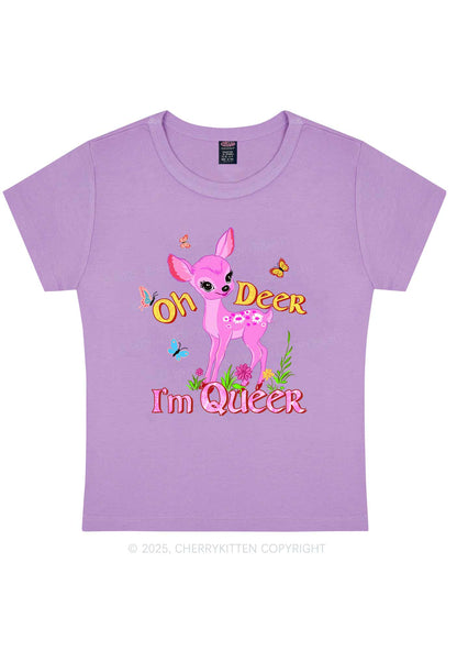 Oh Deer Im Queer Pride Y2K Baby Tee Cherrykitten