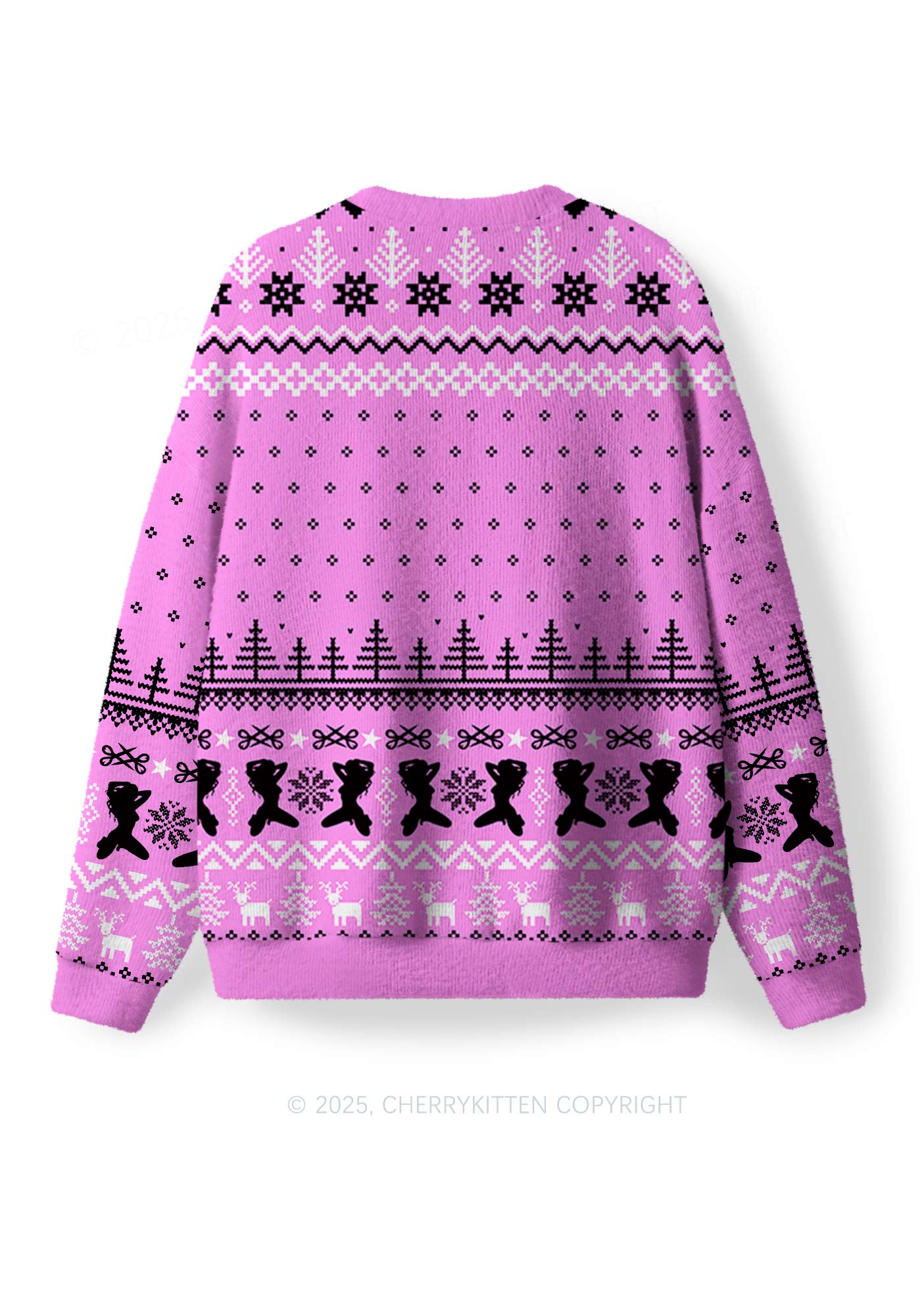 Lesbian Princess Pride Y2K Christmas Knit Sweatshirt Cherrykitten