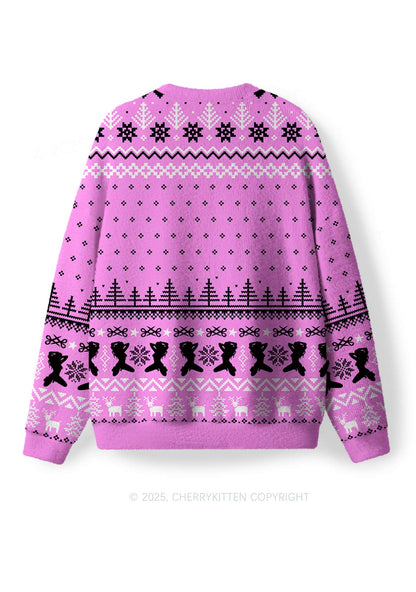 Lesbian Princess Pride Y2K Christmas Knit Sweatshirt Cherrykitten