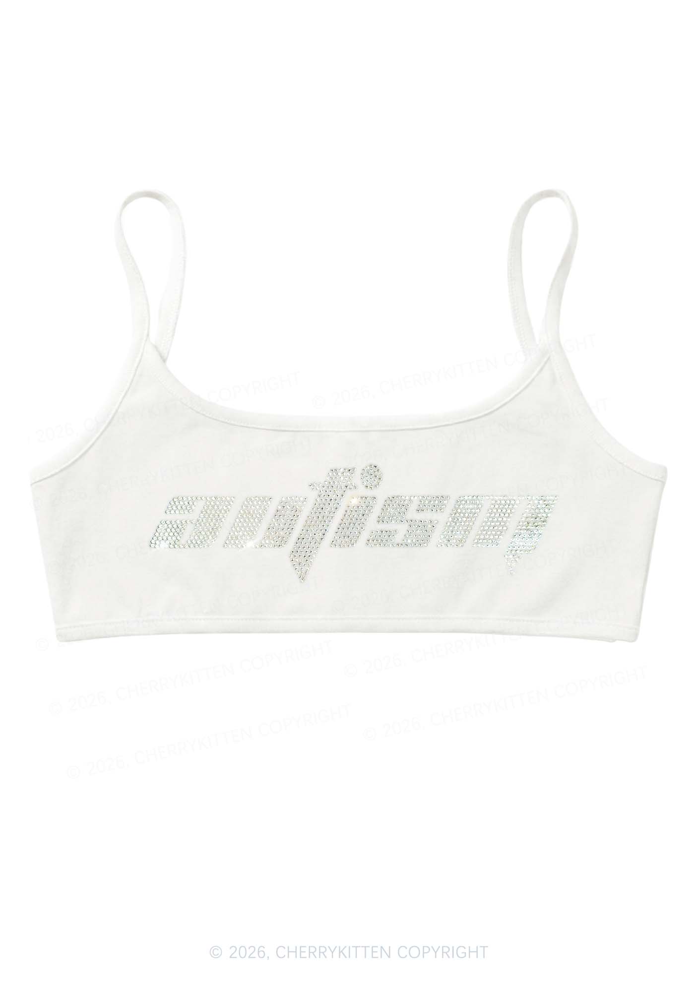 Rhinestone Autism Y2K Super Crop Cami Cherrykitten