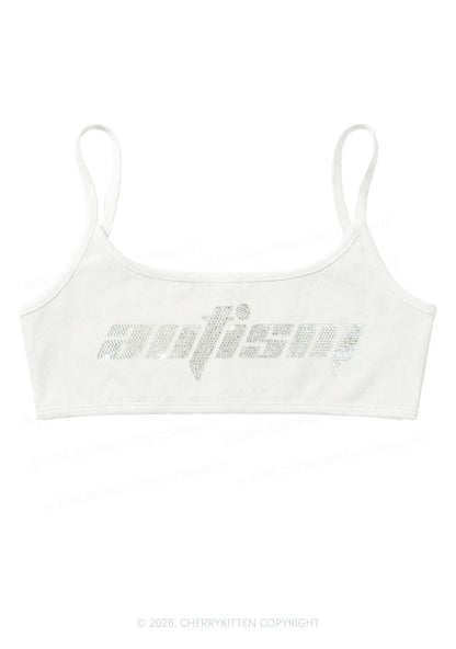 Rhinestone Autism Y2K Super Crop Cami Cherrykitten