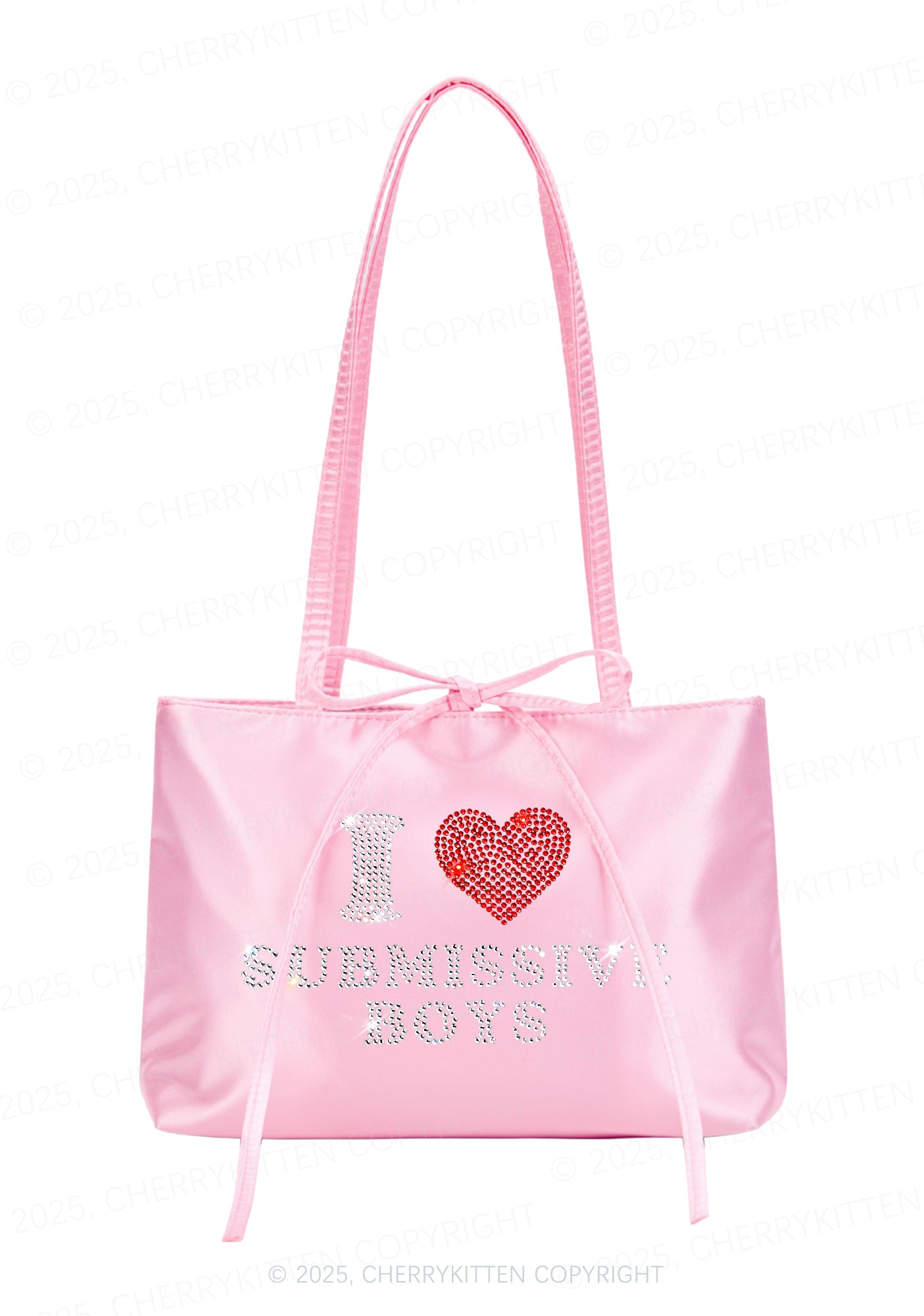 Rhinestone I Love S Boys Y2K Satin Bags Cherrykitten