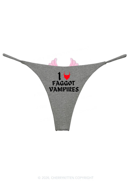 Halloween I Love Faggot Vampires Y2K Goth Angel Wings Bikini String Thong Cherrykitten