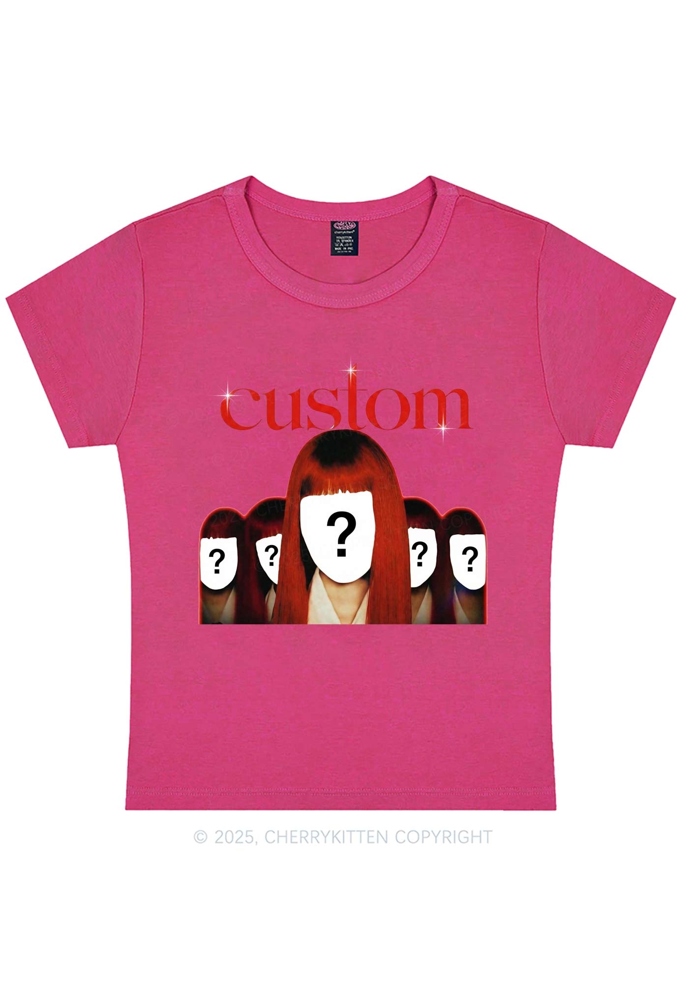 Custom Five Portraits Y2K Baby Tee Cherrykitten