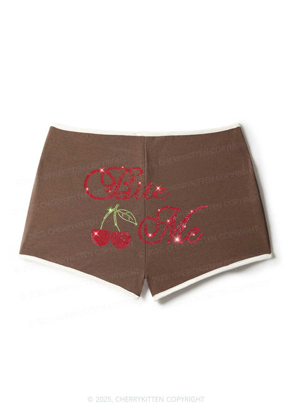 Rhinestone Red Cherry Bite Me Y2K Booty Shorts Cherrykitten