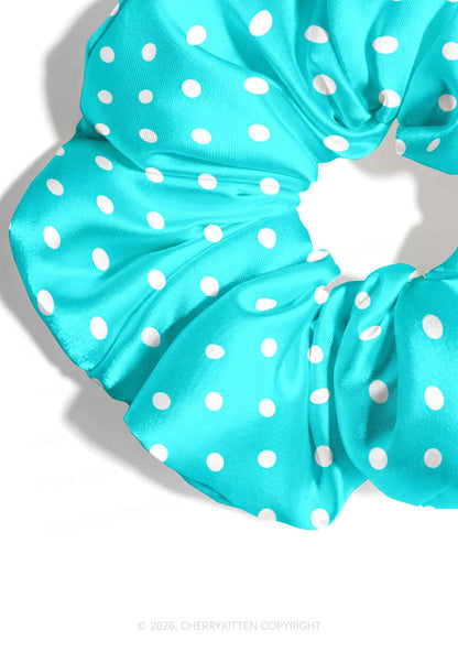 White Dots On Mint Green Y2K Hair Scrunchie Cherrykitten