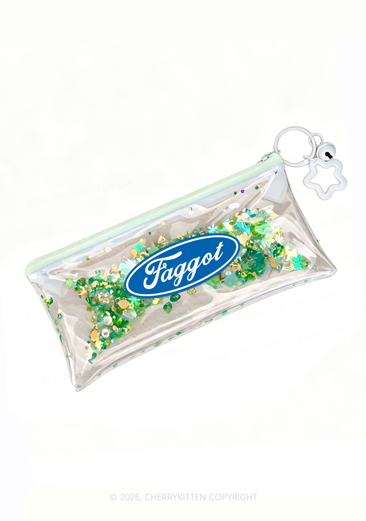 Faggot Pride Y2K Quicksand Transparent Pencil Pouch Cherrykitten