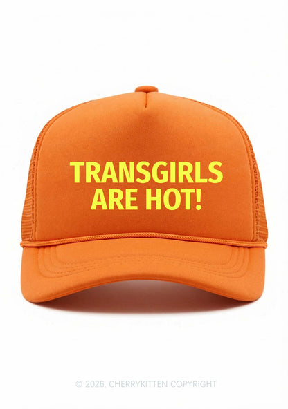 Transgirls Are Hot Pride Y2K Trucker Hat Cherrykitten