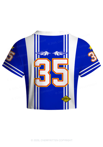 Girls Drink Red Y2K Crop Football Jersey Shirts Cherrykitten