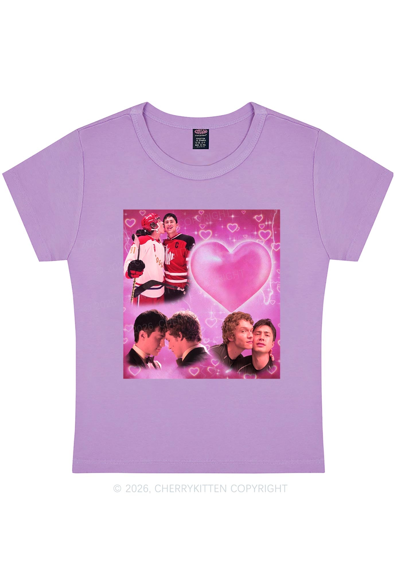 Pink Heart Portrait HR Y2K Baby Tee Cherrykitten