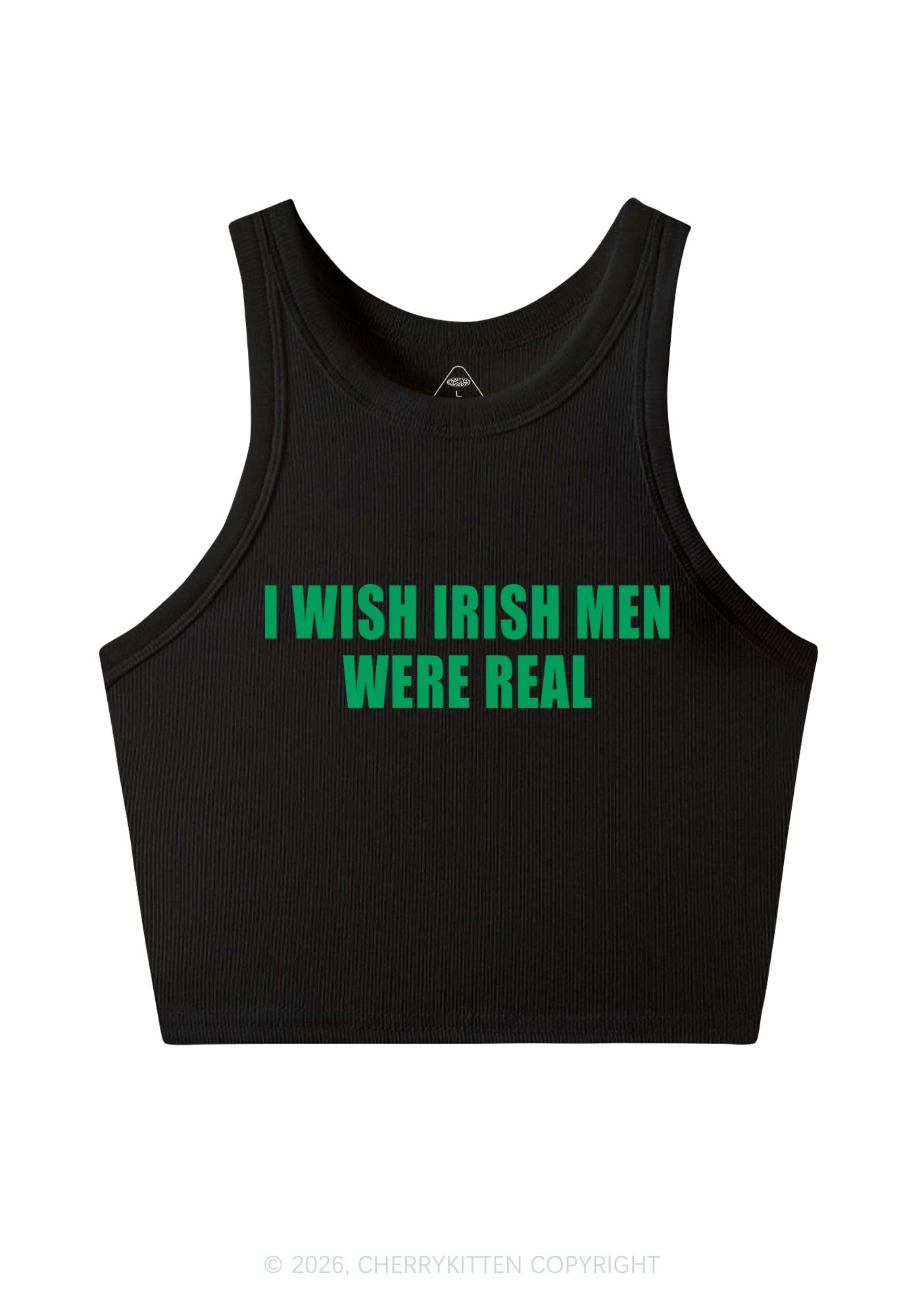I Wish Irish Men Were Real St Patricks Y2K Crop Tank Top Cherrykitten