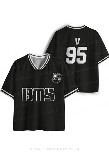 Black Kpop Boys Number Y2K Sport Jersey Shirts Cherrykitten