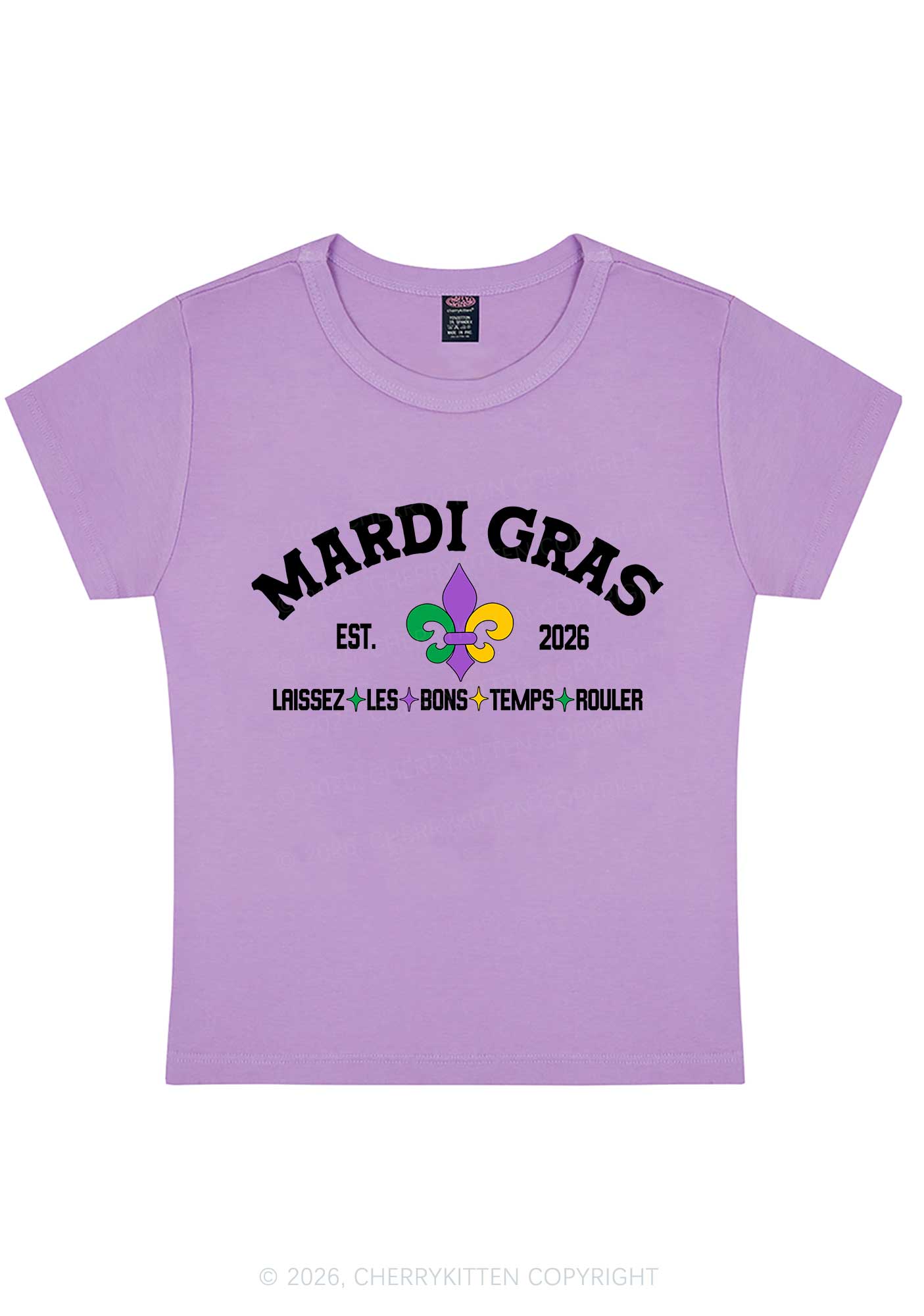 Mardi Gras Laissez Les Bons Temps Rouler Y2K Baby Tee Cherrykitten