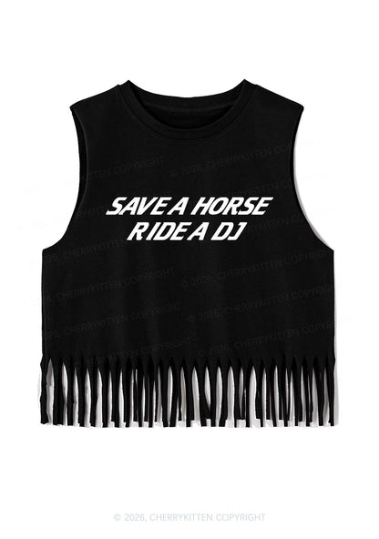 Save Horse Ride DJ Y2K Fringe Tank Top Cherrykitten