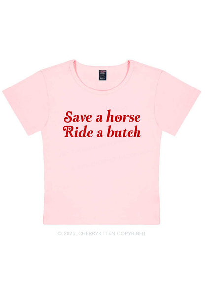 Save Horse Ride Butch Y2K Baby Tee Cherrykitten