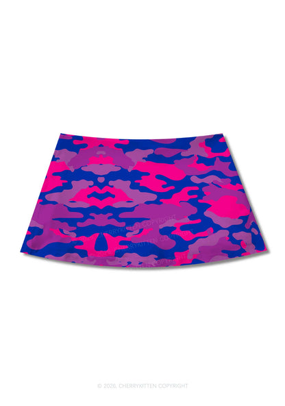 Bisexual Camouflage Pride Y2K Print Mini Skirt Cherrykitten