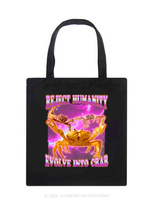 Reject Humanity Crab Y2K Canvas Tote Bag Cherrykitten