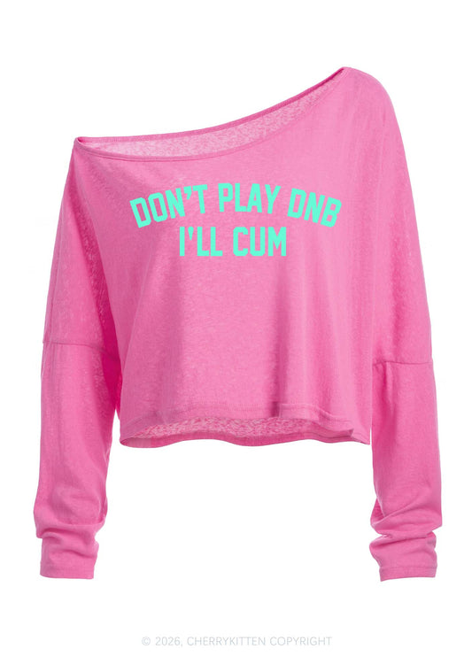 Dont Play DNB Y2K Off Shoulder Long Sleeve Crop Top Cherrykitten