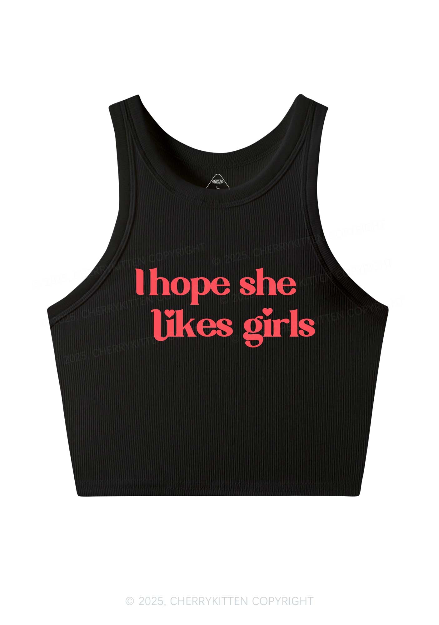 I Hope She Likes Girls Y2K Crop Tank Top Cherrykitten