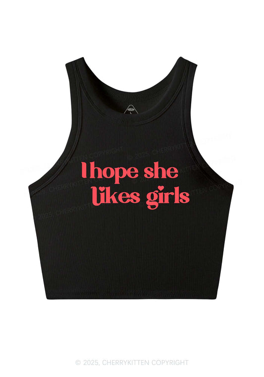 I Hope She Likes Girls Y2K Crop Tank Top Cherrykitten