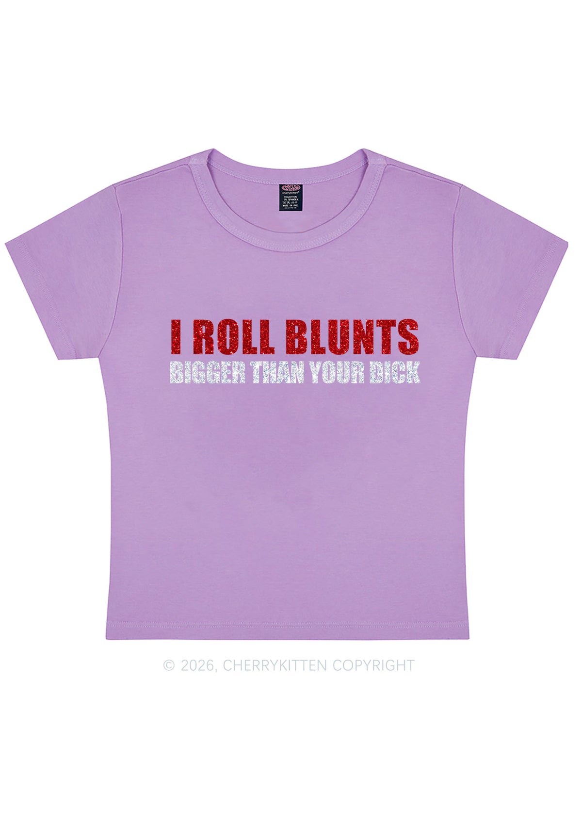 Glitter I Roll Blunts Y2K Baby Tee Cherrykitten