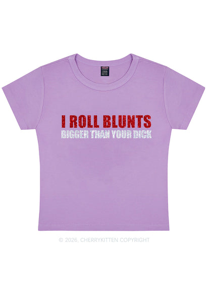 Glitter I Roll Blunts Y2K Baby Tee Cherrykitten