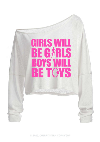 Girls Toys Y2K Off Shoulder Long Sleeve Crop Top Cherrykitten