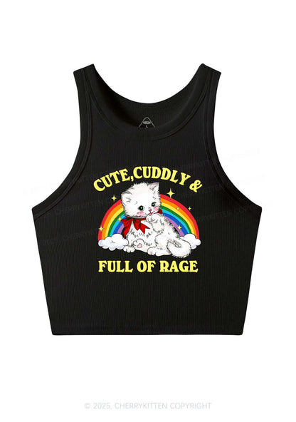 Cuddly Cat Full Of Rage Y2K Crop Tank Top Cherrykitten