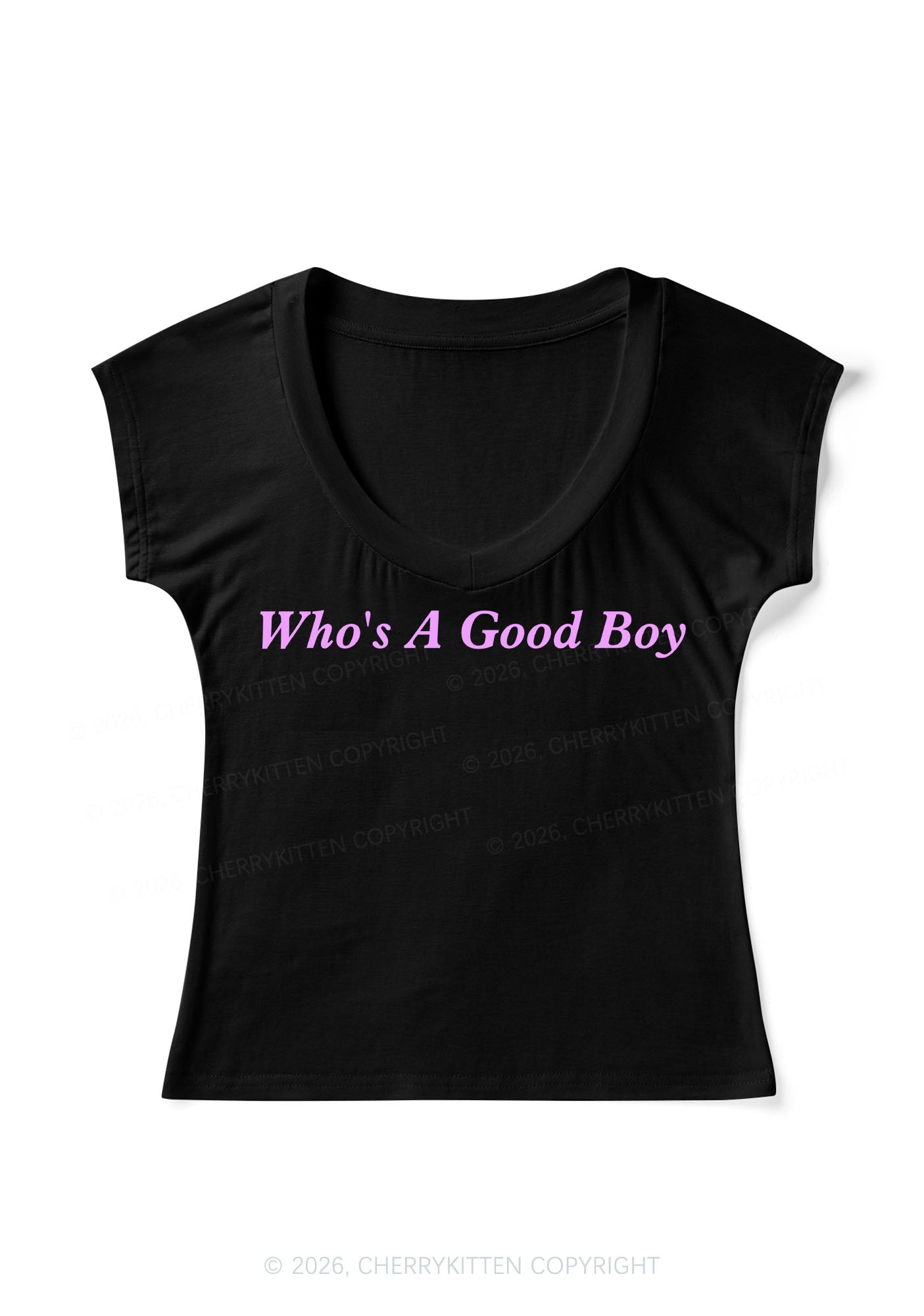 Whos A Good Boy Y2K V Neck T Shirts Cherrykitten