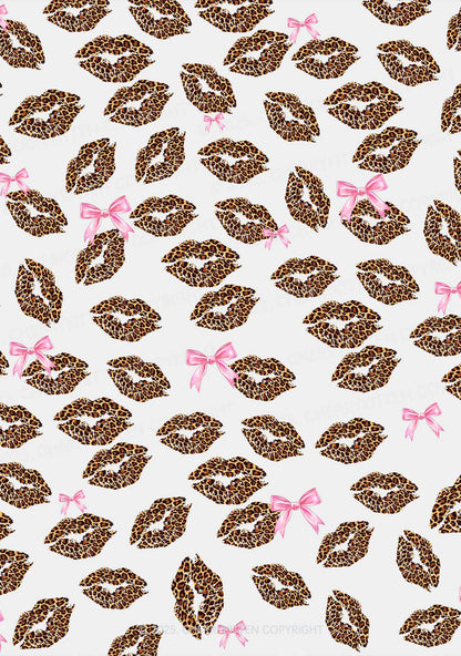 Leopard Lip Print Valentine's Day Y2K Print Couples Boxer Briefs Set Cherrykitten