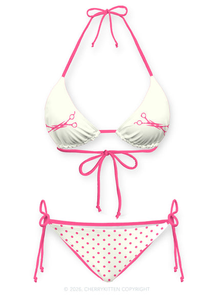 Pink Scissors Pride Y2K Print Bikini Set Cherrykitten